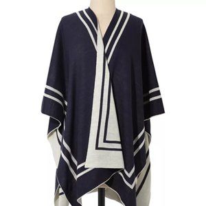 Lauren Ralph Lauren Women's Reversible Knit Striped Border Cape Sweater